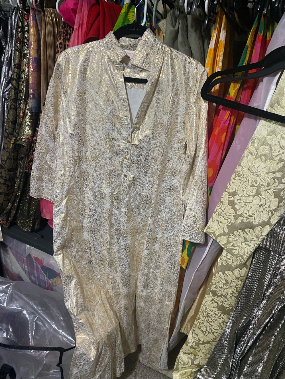Jude Connally White and Gold Printed Tunic